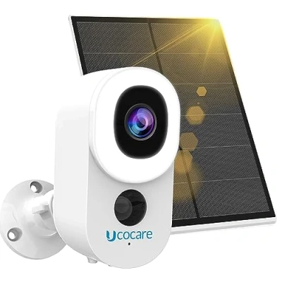 Imagen de UCOCARE Cámara Vigilancia WiFi Exterior Solar 4MP, Camaras de sin Cables, Camara Seguridad con Bateria, Visión Nocturna en Color, Detección Humana PIR, Audio Bidireccional, IP66