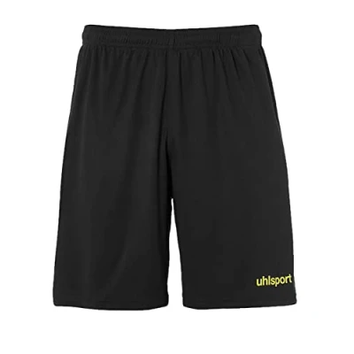 Imagen de Uhlsport Center Basic Shorts Without Slip De Juego, Hombre, Negro/Amarillo Fluor, XL