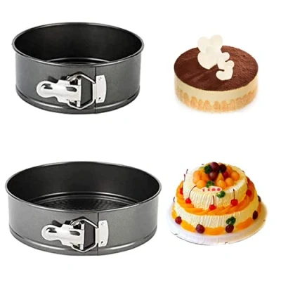 Imagen de 2 Piezas Molde Para Pasteles Antiadherente y a Prueba De Fugas ,Molde Hornear Extraíble,Se Utiliza Hacer Tarta Queso, Mousse, Quiche, Etc,4/7 Pulgadas
