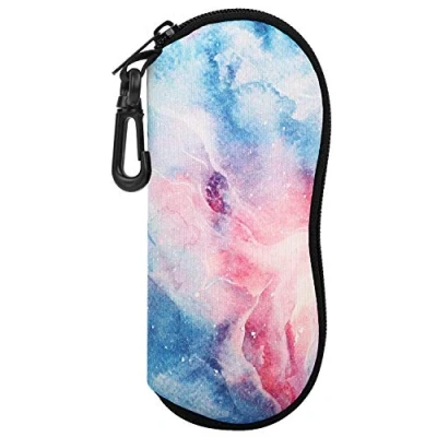 Imagen de MoKo Funda de Gafas [Ultra Ligero] Neopreno con Cremallera Almacenaje Lente Suave Sunglasses Case Clip Cinturón para Gafas, Bolsa Llaves, Lápices, Tarjetas, Nubes Ensueños