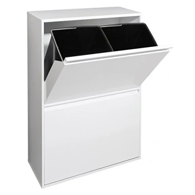 Imagen de Arregui CR601 B Cubo de Basura y Reciclaje Acero 4 Compartimentos 4x17L (68L) Cubos Cocina Contenedores para Casa u Oficina blanco