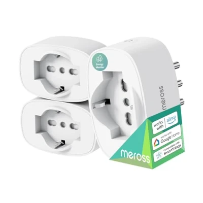 Imagen de Meross enchufe inteligente italiano, WiFi (Type C, F, L) con monitoreo de consumo, 16 A, compatible Alexa, Google Home y SmartThings, control por voz remoto, 3840 W,