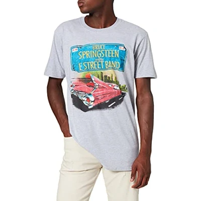 Imagen de Bruce Springsteen Camiseta Pink Cadillac Estampado en Espalda para Adultos Unisex (L) (Gris Jaspeado)