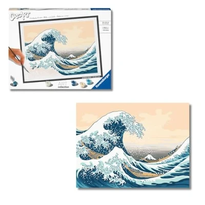 Imagen de Ravensburger CreArt Serie B Art Collection: Hokusai, La Gran Ola de Kanagawa, Kit para Pintar por Números, Juego Relajante Adultos