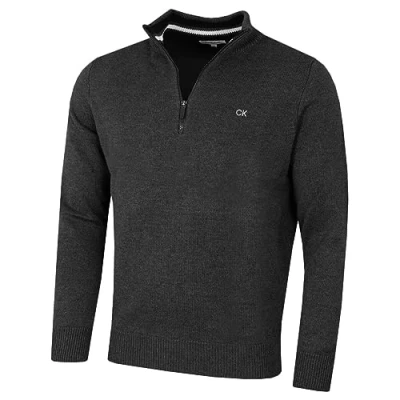 Imagen de Calvin Klein Suéter de punto algodón para hombre 2024 con media cremallera, M