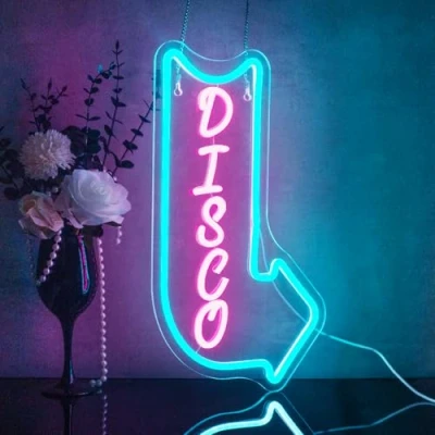 Imagen de Looklight Disco Letrero de Neón Flecha Rosa Letreros Led Letra Luz para Decoración Pared Fiesta Dormitorio Bar Club