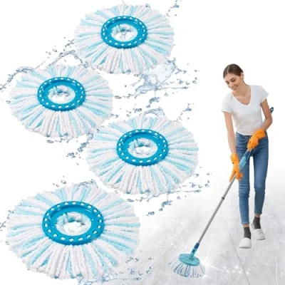 Imagen de 4 Piezas Cabezas de Fregona Repuesto Compatible con Leifheit Clean Twist Disc Mop, Sistema 2 Fibras Recambio para Mopa Buen Absorbente Todo Tipo Suelos