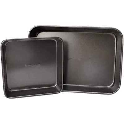 Imagen de MasterClass KitchenCraft Juego de Bandejas Horno 1mm Acero al Carbono Antiadherente Libre BPA 39 x 28 cm y 23