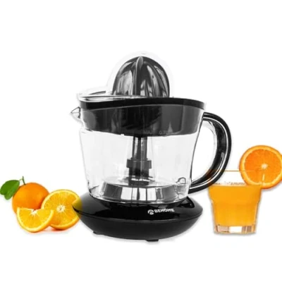 Imagen de BEHOME Exprimidor Eléctrico de Naranjas capacidad 700 ml negro plástico Movimiento bidireccional 2 Conos para Rápida Extracción Zumo Pequeño, Filtro en Acero Inoxidable