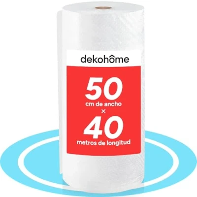 Imagen de Dekohome Rollo Plastico Burbujas Embalaje, 50cm (A) y 40m (L). Papel burbuja perfecto para Protección de Objetos Frágiles, Mudanzas, Embalajes Envíos