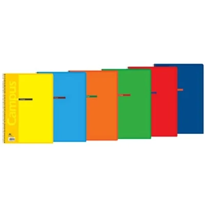Imagen de Pack 6 Cuadernos Libretas Espiral Tapa Basica A4 60 gramos 80 Hojas Cuadricula 2 Rayas 3.5 milimetros