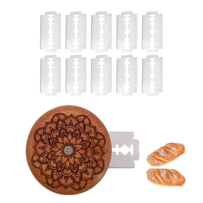 Imagen de LONGHAO 1+10 pcs Cuchillos de Pan Panadero,Cuchillo Panadero,Herramienta Corte Pan,Raspador Cuchillo para Pan,con 10 Cuchillas Afeitar,para DIY Masa Hornear Cocina