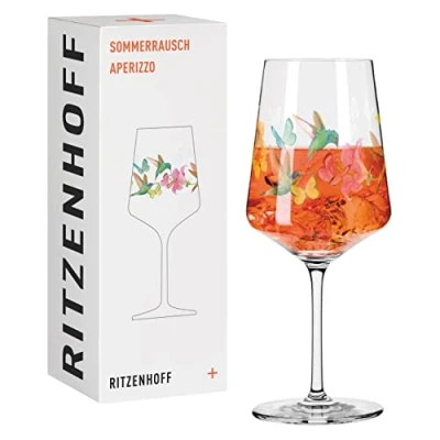Imagen de Ritzenhoff 2841012 Vaso de aperitivo 500 ml Serie Sommerrausch nº 12 con colorido motivo colibrí Made in Germany