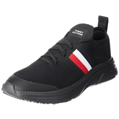 Imagen de Tommy Hilfiger Modern Runner Knit Stripes ESS FM0FM04798, Zapatilla de Running Hombre, Negro (Black), 44 EU