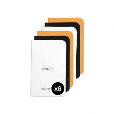 Imagen de Rhodia 119156AMZC Un conjunto de 6 cuadernos 7,5 x 12 cm 48 páginas 80 g/m² 3 colores (naranja, negro y blanco)