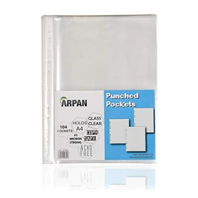 Imagen de Fundas protectoras, perforadas y transparentes de 45 micrones, para hojas tamaño A4, paquete 204 unidades