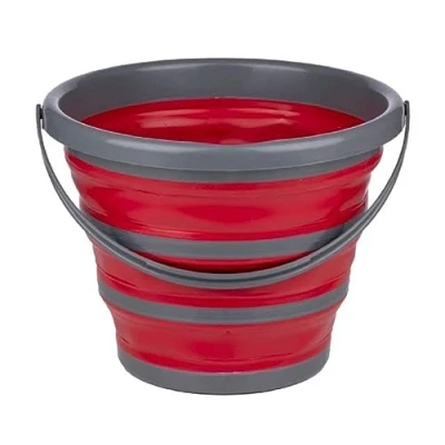 Imagen de Dirt Devil Cubo Plegable 10 litros 32 x 25,5/5,5 cm Ahorro de Espacio Ideal para Limpieza y Camping Rojo