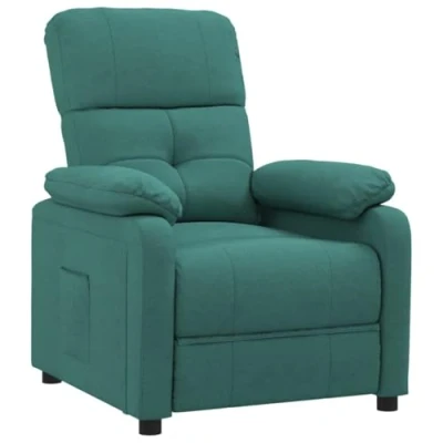 Imagen de vidaXL Sillón Reclinable, Silla con Respaldo Reposabrazos, de Televisión Relax Descanso, Asiento para Salón Hogar, Tela Verde Oscuro