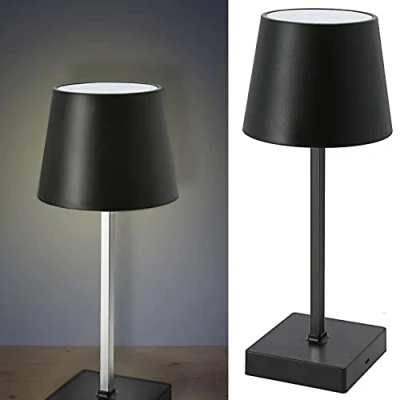 Imagen de Cepewa lámpara de mesa con función táctil, noche, brillo regulable, cambio color, blanco cálido (1 negra 26 cm, funciona pilas)