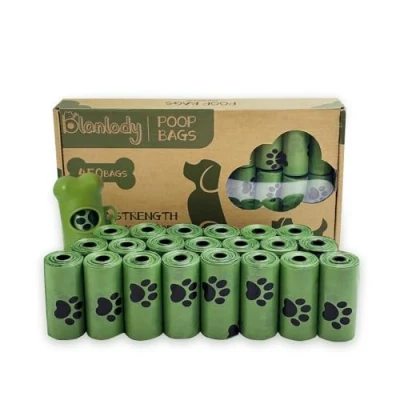 Imagen de Blanlody Bolsas para Excrementos de Perro, 450 Unidades Verde Bolsas, Extra grueso,fuerte y a Prueba Fugas Biodegradable Caca Perro (30 * 22CM)
