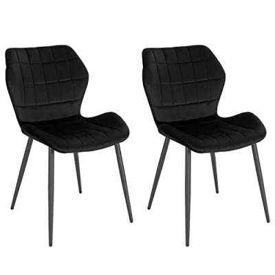Imagen de WOLTU 2X Sillas Comedor, Silla Cocina con Respaldo en Funda Terciopelo, Nordica para Dormitorio, Salón y Estructura Metal, Negro, BH356sz 2