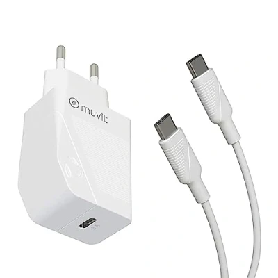 Imagen de Cargador Muvit MCPAK0044, USB C a C, Universal, 1 m, 20W, Blanco