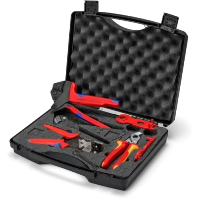 Imagen de KNIPEX 97 91 04 V01 Maleta de herramientas para aplicaciones fotovoltaicas conectores cables solares MC4 (Multi Contact) 7 piezas