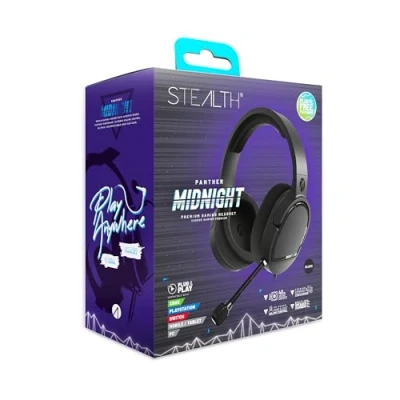 Imagen de Stealth Panther Casco Gaming Over Ear para PS4/PS5, Xbox, Switch, PC, micrófono Flexible, Conector de 3.5mm, Cable 1.5m Ligero, cómodo y Duradero