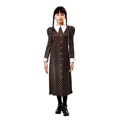 Imagen de Rubies Disfraz Miércoles Addams barato para niñas, Vestido impreso con cuello, Oficial Wednesday, Miercoles Halloween, Carnaval y Cosplay
