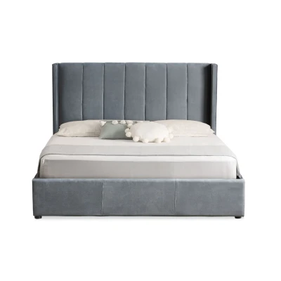Imagen de Cama doble Magorial con somier elevable 160x200cm Terciopelo Gris Menzzo