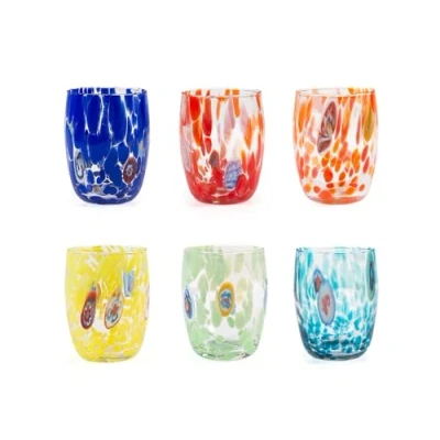 Imagen de H&amp;h set 6 bicchieri veneziano in vetro decorato multicolore cl 38