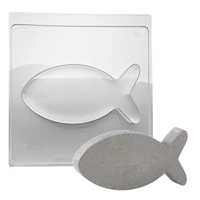 Imagen de Rayher 36084000 molde de fundición peces, 25 x 12,5 cm, profundidad 4 material PET, para verter con hormigón creativo, joyas, polvo raysin, hormigón, transparente,
