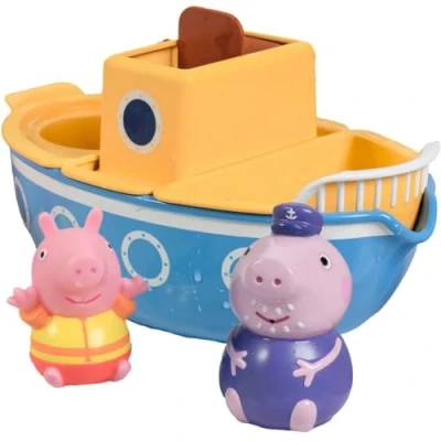Imagen de Toomies Tomy Barco de Baño del Abuelo, Pig Juguete Baño, Flota Verdad, con Molinillo y Regadera, Incluye 2 Figuras; Recomendado a Partir los 18 Meses, Bizak