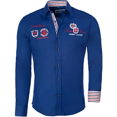 Imagen de Carisma Camisa de manga larga para hombre 97 % algodón. con bordado hombre. ocio negocios boda y trabajo. Camisetas corte regular 8004,