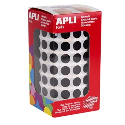Imagen de APLI Kids 11482 Rollo de gomets redondos 10,5 mm, color negro