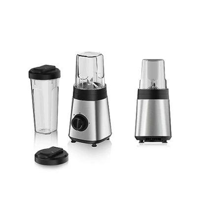 Imagen de Alpina Batidora de 300 W, incluye vaso batidos ml y 600 ml, 2 velocidades función pulsación, acero inoxidable, plata/negro