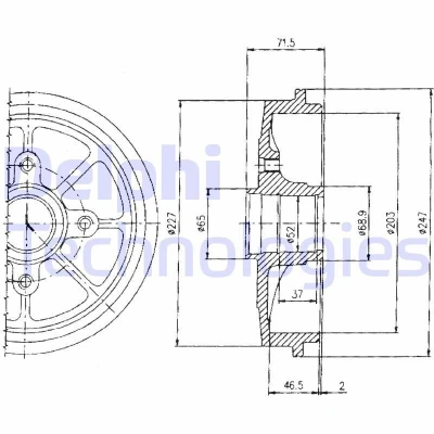 Imagen de DELPHI BF392 Tambor de Freno sin anillo sensor ABS, cojinete rueda 247 PEUGEOT: 206 Hatchback, 106 II SW, CITROËN: Saxo Hatchback