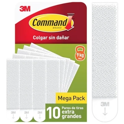 Imagen de Command Tiras Adhesivas Para Colgar Cuadros XL, Blancas, 10 Pares de Extragrandes, Marcos, Espejos y otros Adornos, Hasta 9 kg, Sin Agujeros Taladrar