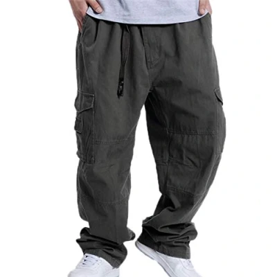 Imagen de Pantalones de Hip Hop para Hombre, Holgados Estilo Cargo Hipster, Casuales Color Liso con Pierna Recta y Simple