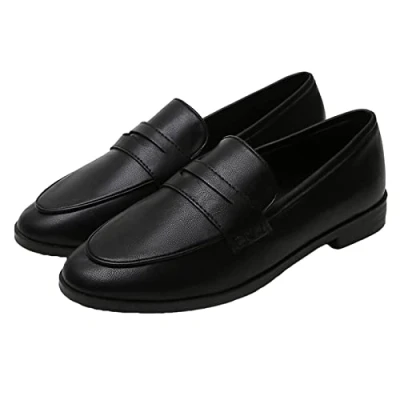 Imagen de Mocasines para Mujer Zapatos Planos Sin Cordones De Trabajo Oficina Formales Informales Cuero,Negro,44 EU
