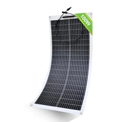 Imagen de ECO WORTHY Panel solar flexible monocristalino de 100 W, 12 V, módulo con cable carga para autocaravana, coche, barco, baterías V