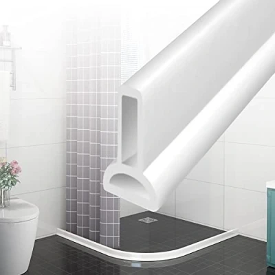 Imagen de Barrera De Ducha Y Sistema Retención,Umbral Plegable,Barrera Agua Silicona Tira Impermeable Sellado,Presa Parada Flujo para Separación Húmeda Seca