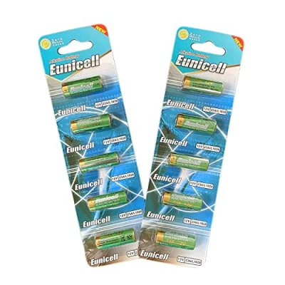 Imagen de 10 x 23A Pilas alcalinas 12 V 2 Blistercards par Caja de 5 A23/MN21/23 A/V23GA/L1028, A23 Marcas Eunicell