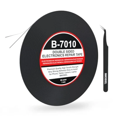 Imagen de MMOBIEL 1 mm Cinta adhesiva fuerte doble cara. Rollo Longitud: 50m (Negro) para reparar teléfonos inteligentes y tablets