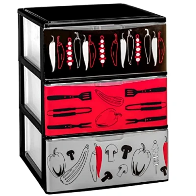 Imagen de COM FORT HOUSE Cajonera Apilable de Plástico Modelo Iris Diseño Cocina 3 Cajones Almacenamiento Modular