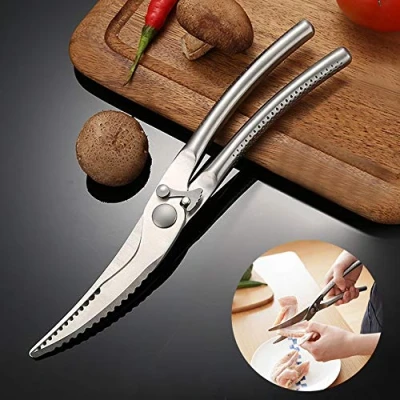 Imagen de Tijeras de Cocina Acero Inoxidable,Tijeras Trinchar para Pollo Pescado Carne,Tijeras Aves Profesionales Cizalla Cortar Huesos,Kitchen Scissors Poultry Shears Resistentes Metal,Resorte Cargado