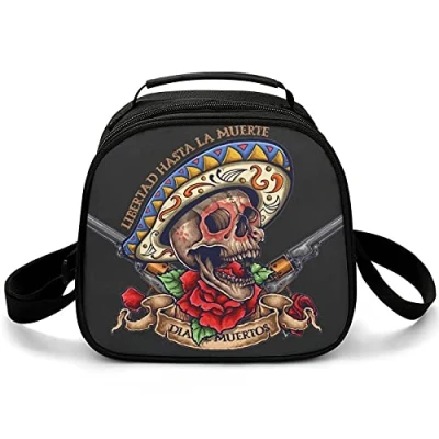 Imagen de Bolsa De Almuerzo Calavera Y Flores Caja Comida Aislada s&gt;&gt;De Regreso A La Escuela