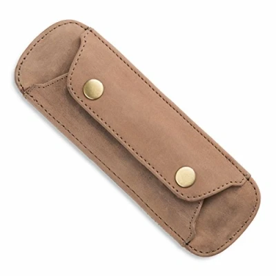 Imagen de LEABAGS Almohadilla de hombro cuero búfalo genuino Aspecto vintage Correa para bolsas con superficie antideslizante 18x6cm Gris marrón