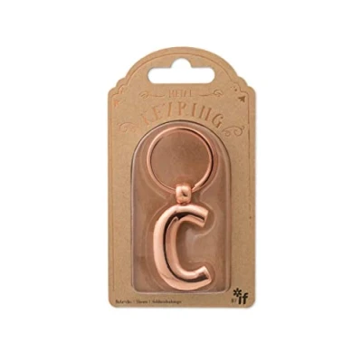 Imagen de if Llavero de metal con letra alfabeto personalizada color oro rosa C