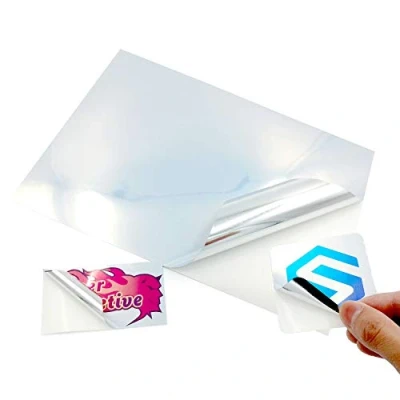 Imagen de 10 hojas de A4 vinilo plata metálica brillante autoadhesivo etiquetas calidad imprimibles por inyección tinta no impermeable acabado (PVC)